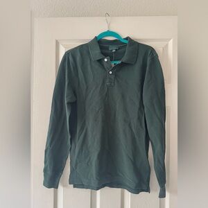 J. Crew Dark Green Long Sleeve Polo Shirt
